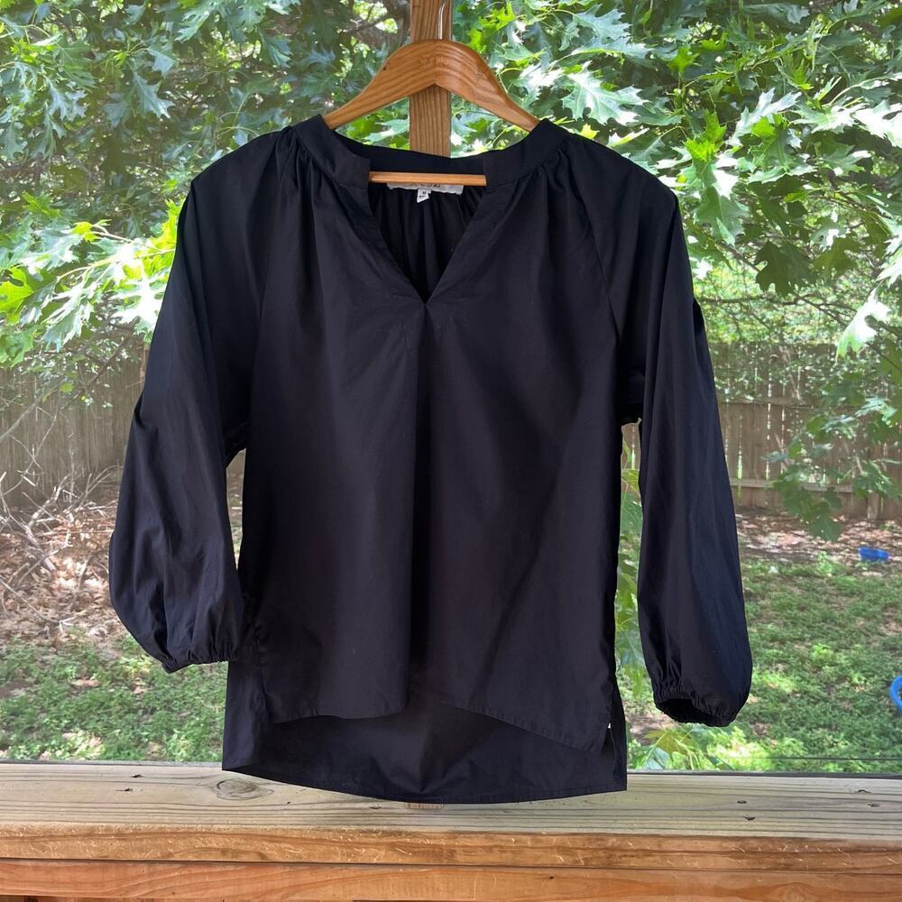 Joe's Jeans Women's Black Long Sleeve Popover Top 100% Cotton Size M
